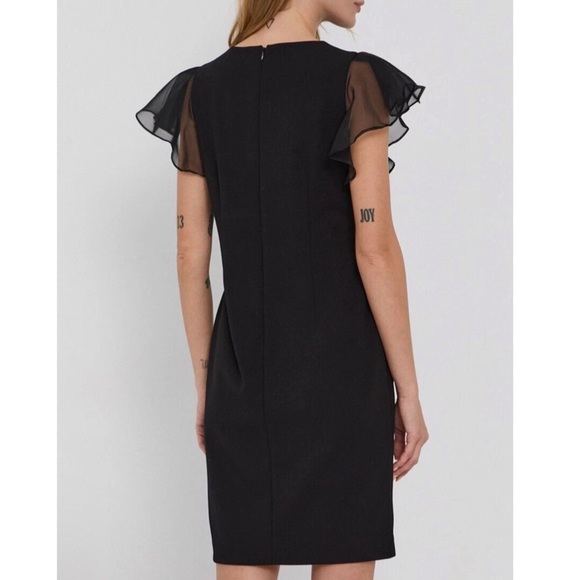 Ralph Lauren • Crepe Flutter-Sleeve Dress in Black - Picture 3 of 8